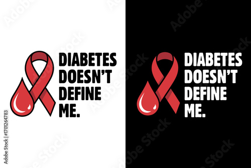 Vector art of diabetes doesnt define me with red ribbon