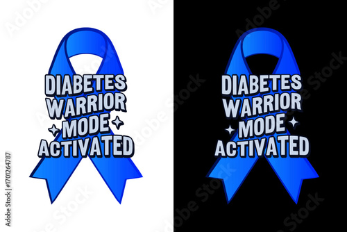 Vector art of diabetes warrior mode activated blue ribbon