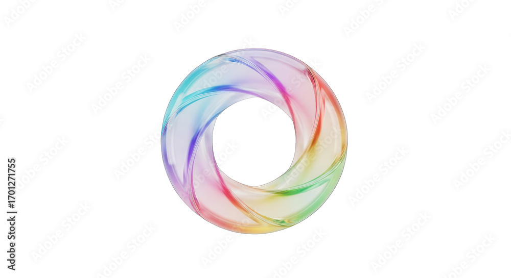 Obraz premium Iridescent Torus with Swirling Rainbow Colors and Transparent Texture.