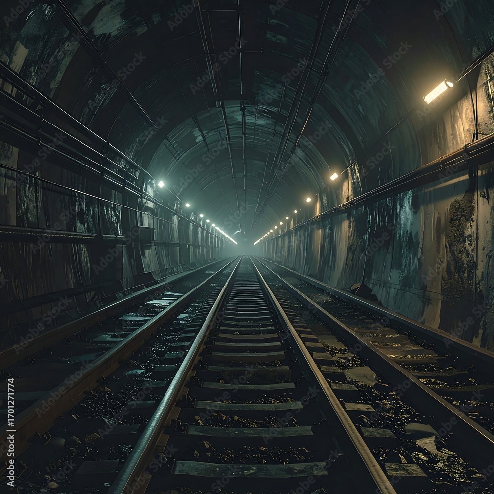 Obraz premium Dark tunnel tracks