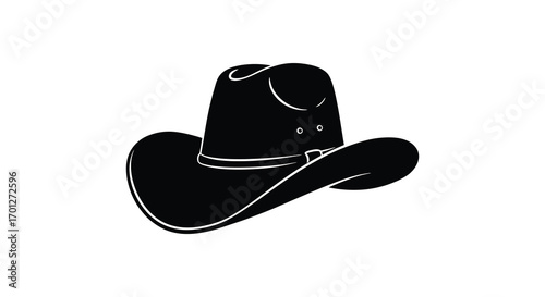 a classic black cowboy hat with wide brim and band