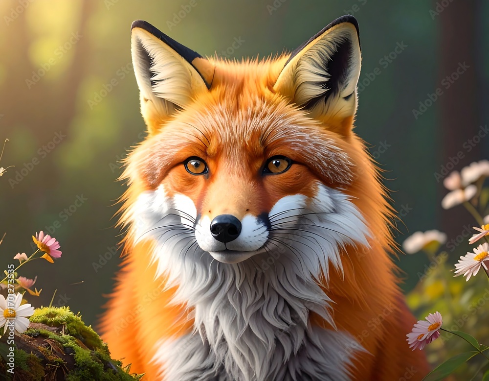 Obraz premium Fox in forest, autumnal light