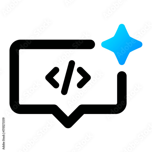Coding icon. generate, program, script, code, automation, developer, software, digital, technology. Vector Icon Illustration