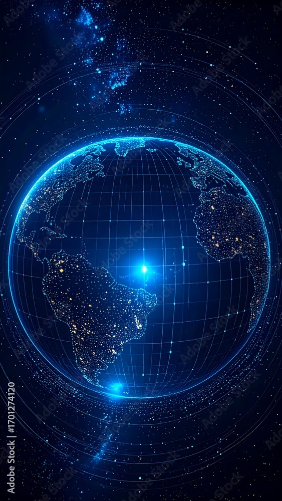Obraz premium Digital globe in dark space