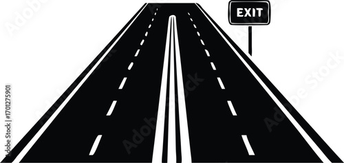 Highway with exit sign viewed from above road traffic 
