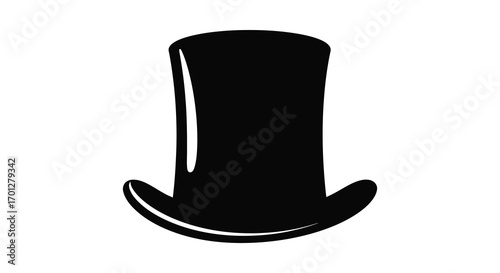 a classic black top hat silhouette standing upright