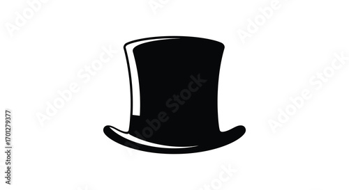 a classic black top hat isolated on white background
