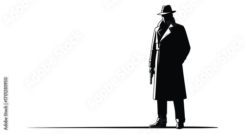 a mysterious figure stands alone in shadow holding rifle