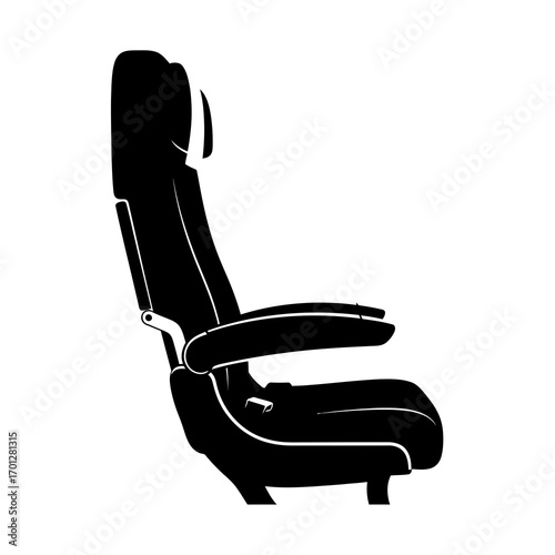 Airplane seat silhouette isolated on white background