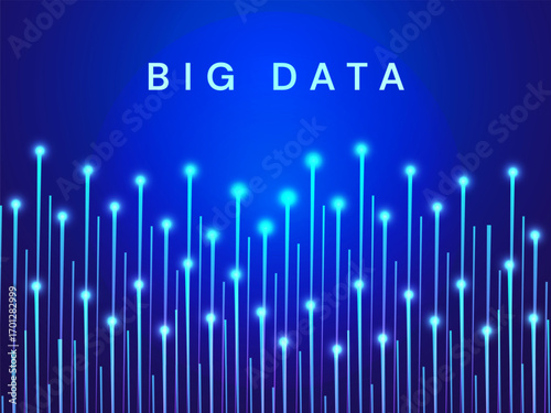 Futuristic Big Data Visualization Technology with abstract network data lines Growing Up moving and blue light effect Technology Analysis vector design concept. AI technology for advance technology.