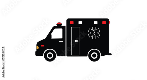emergency vehicle depicted in black and white silhouette