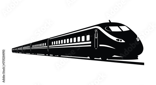 a sleek modern train captured in motion silhouette