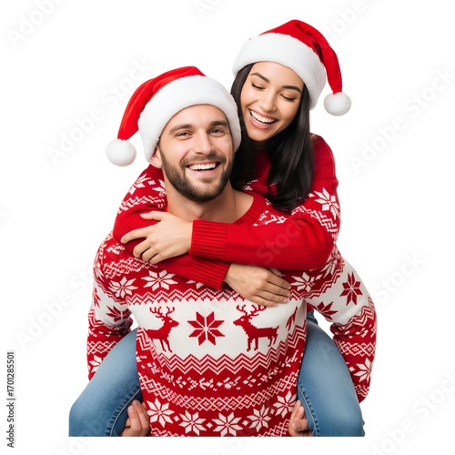 happy couple with christmas gifts