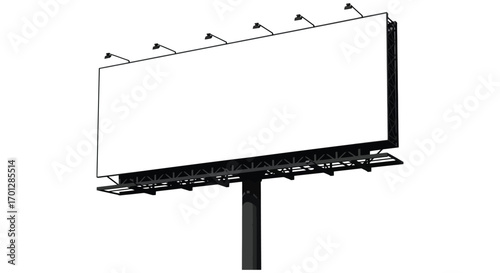 billboard structure with lights and pole silhouette