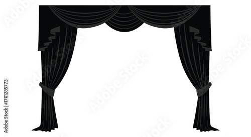 elegant curtains draped gracefully across stage opening silhouette