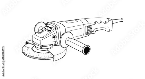 angle grinder tool shown in detailed outline silhouette