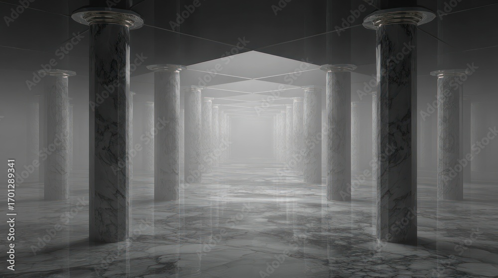 Fototapeta premium Ancient columns hallway interior