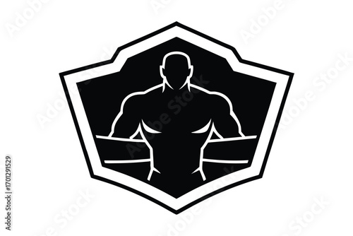 silhouette of a man in yoga position design logo icon vector 