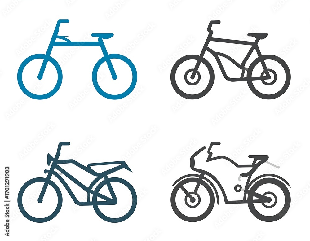 Obraz premium Bicycle, motorcycle icons; white background; design