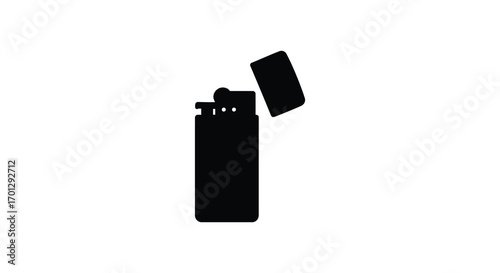 a lighter with flame depicted in simple silhouette