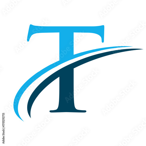 Letter T  Logo with Swoosh Graphic