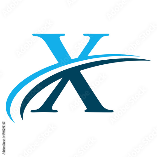 Letter X  Logo with Swoosh Graphic