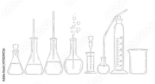 chemical laboratory tools depicted in artistic silhouette