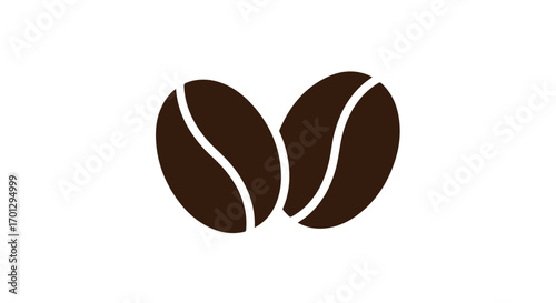 A simple graphic illustration showing two dark brown coffee beans against a white background, suitable for use in coffee-related designs and branding.