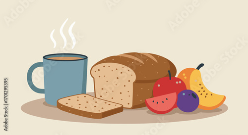 Healthy Breakfast Still Life Illustration