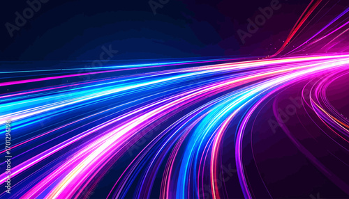 Abstract Light Trails Speed Motion Blur Background.