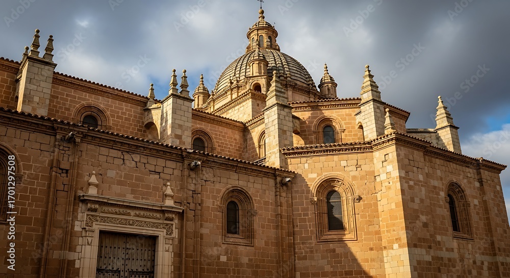 Fototapeta premium Ancient Spanish Cathedral Exterior Facade.