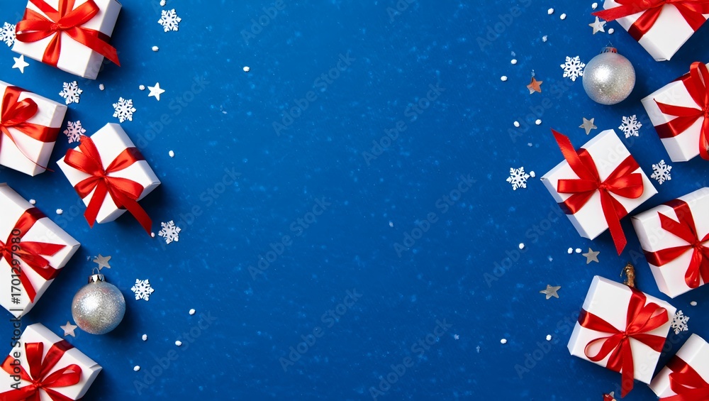 Fototapeta premium Christmas gifts on blue background