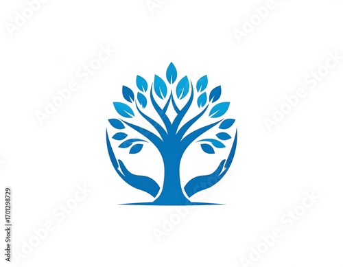 Hands holding growth tree logo design