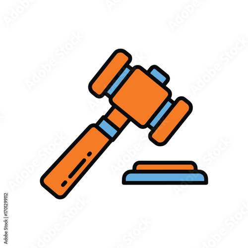 flat vector Justice gavel sound block legal decision symbol icon