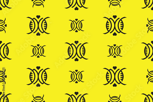 Seamless pattern with sea turtles on yellow background.
