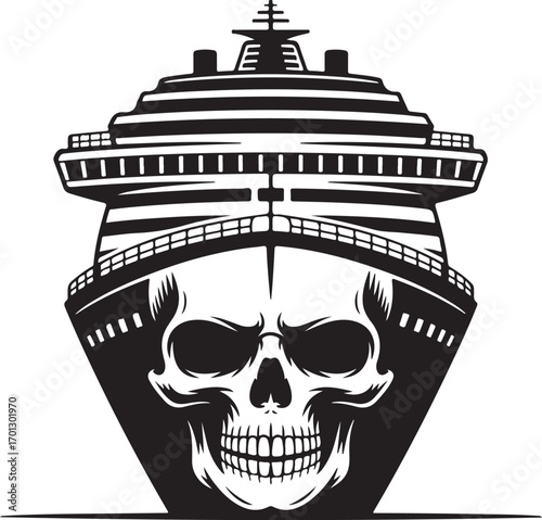Cruise Ship with Skull Design Front View Vector Art passenger ship ocean liner