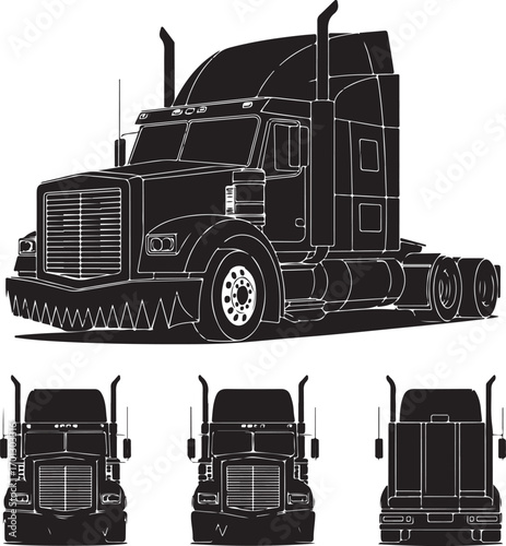 Semi- Truck Vector Art Collection semi-truck tractor-trailer