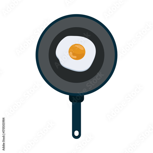 Frying Pan With Sunny Side Up Egg Vector Clipart
