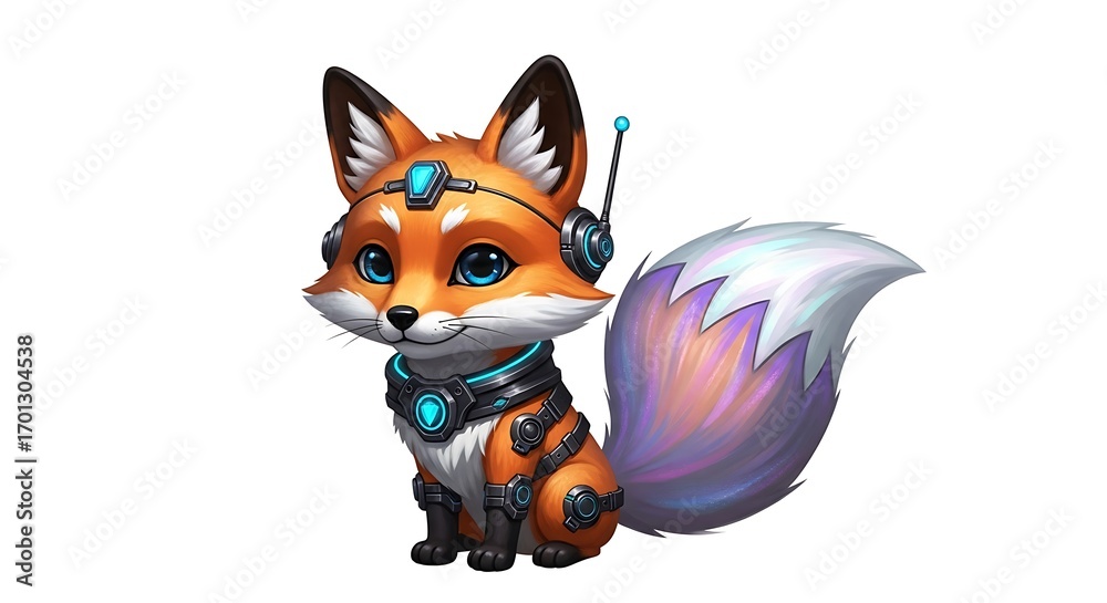 Obraz premium Cute Futuristic Fox Character Design.