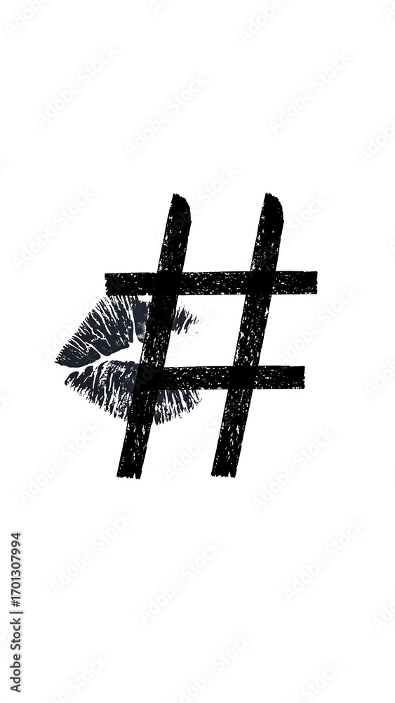 Obraz premium Kiss Hashtag Social Media Graphic