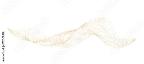 Gold dotted fluid wave line particles for premium luxury background. Abstract gold stipple flow wave undulate pattern. Vector gold curved dashed light line, rope, tape, net.