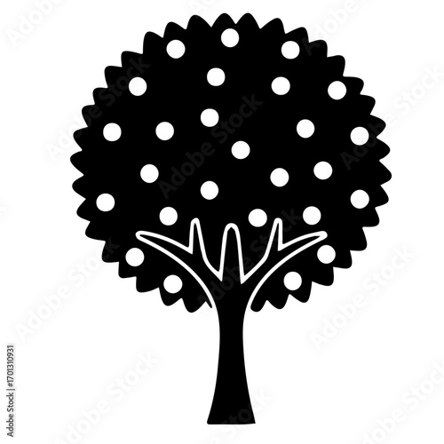 tree with round canopy and fruits