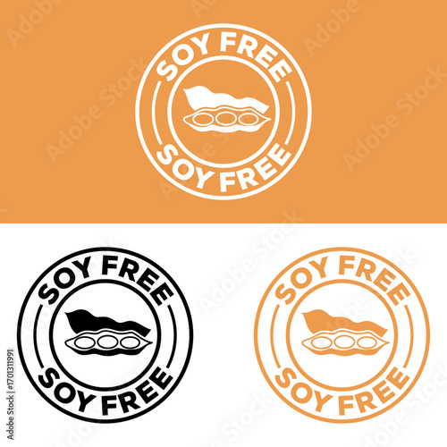  Soy free label design indicating allergen absence for dietary Vector