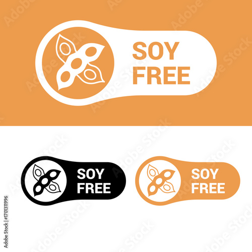 Soy free label design indicating absence of soy in product composition Vector