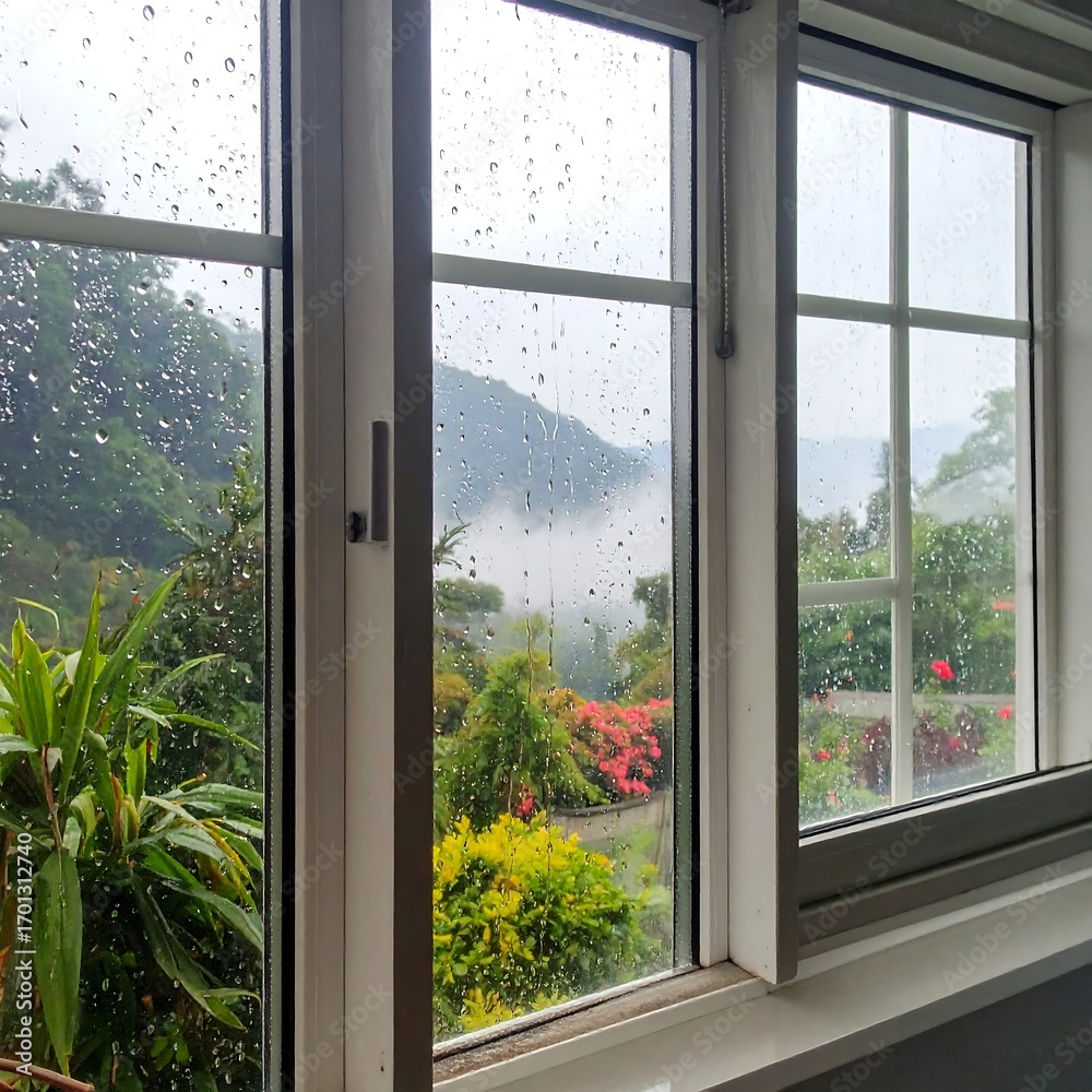 Fototapeta premium Rainy view from a window