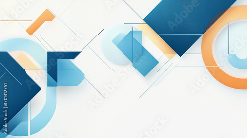 Modern Abstract Geometric Design with Blue and Orange Shapes