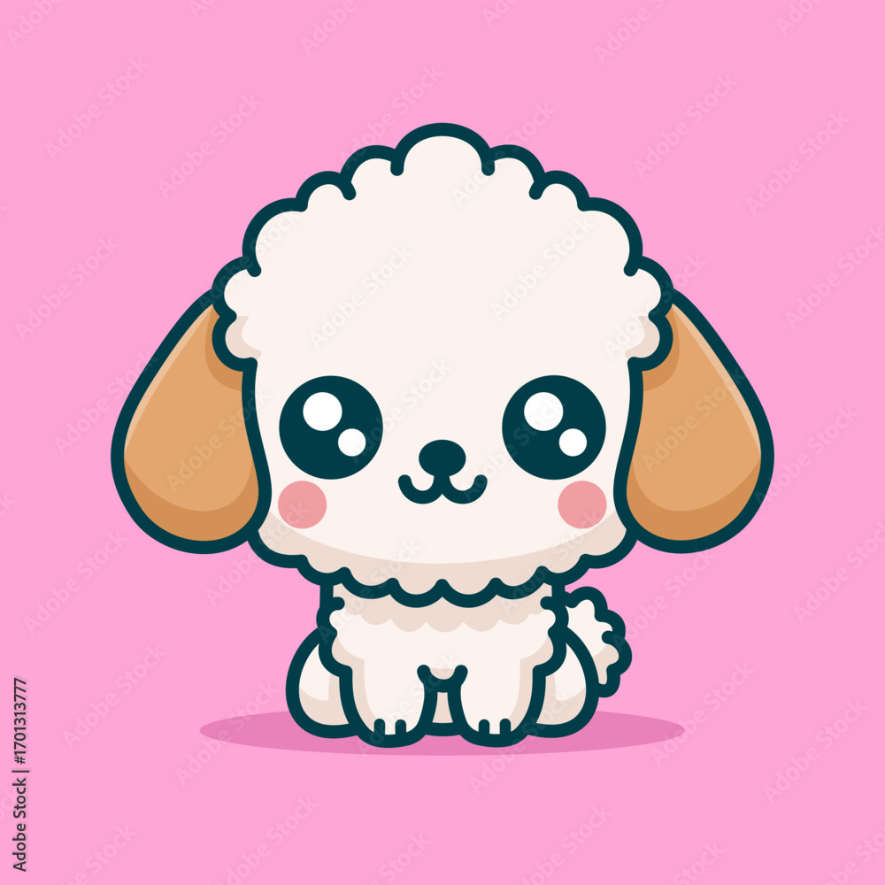 Obraz premium Cute Dog Poodle Cartoon Vector Art, Illustration and Graphic
