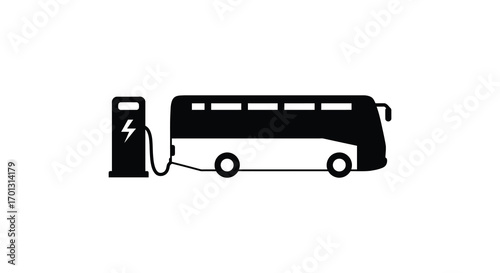 electric bus charging station icon graphic design