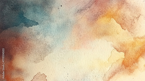 Abstract Watercolor Texture with Warm and Cool Earthy Tones