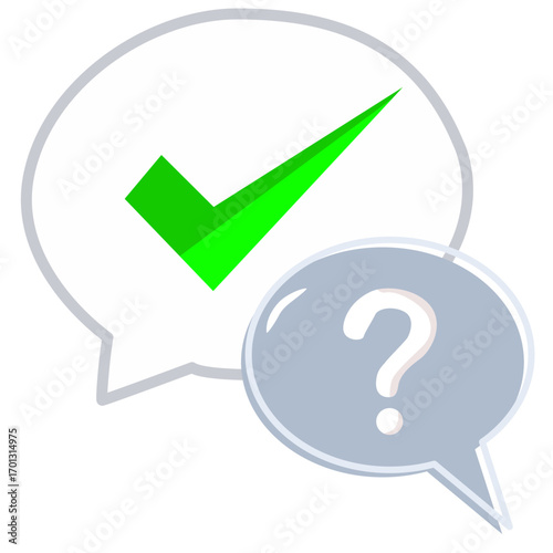 Chat Bubbles with Check Mark and Question Mark